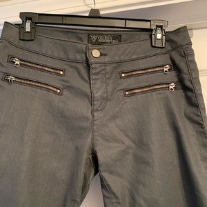 Guess 1981 Designer Jeans. Zippers. Size 28 waist. Charcoal/Light Black. Sharp!!